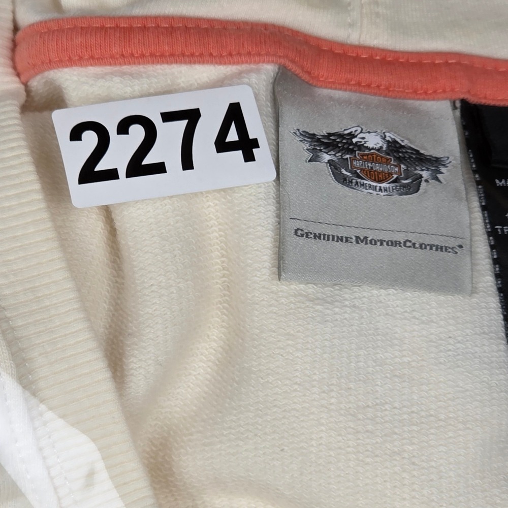 VTG Harley Davidson Genuine Full Zip Hoodie Womens L Winged Heart Cotton - Picture 8 of 9